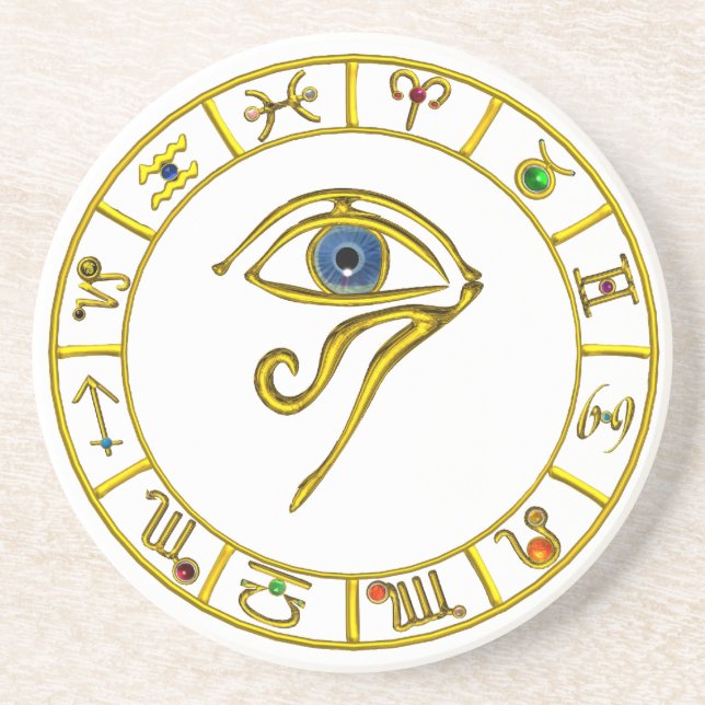 Porta-copos ASTRAL HORUS EYE,BLUE TALISMAN Astrology Chart (Frente)