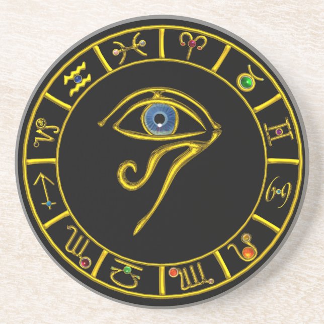 Porta-copos ASTRAL HORUS EYE,BLUE TALISMAN Astrology Chart (Frente)