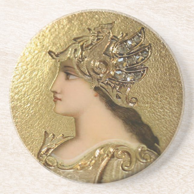 PORTA-COPOS ATHENA PORTRAIT COM HELMET DE OURO E GRIFFINS (Frente)