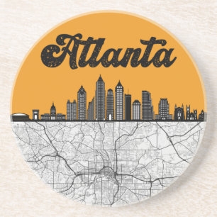 Porta-copos Atlanta Georgia City Skyline Com Mapa
