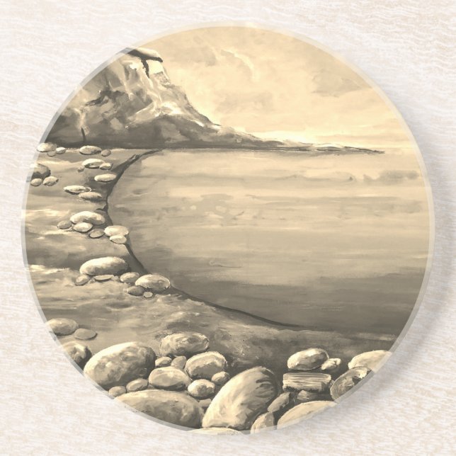 Porta-copos Atlantic Sea Coast Hand Painted (Frente)