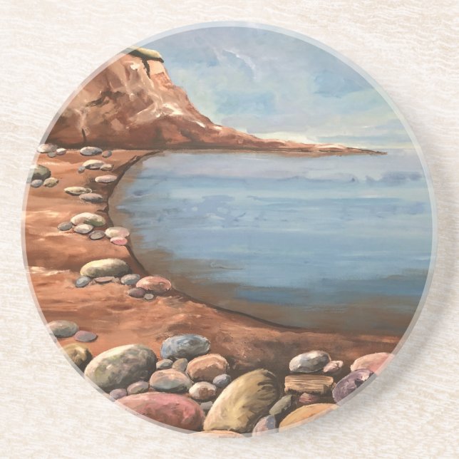 Porta-copos Atlantic Sea Coast Hand Painted (Frente)