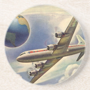 Porta-copos Avião do vintage que voa em todo o mundo nas