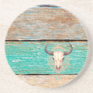 Porta-copos Aztec Boho Skull, madeiras curadas