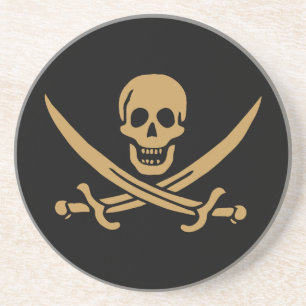 Porta-copos Aztec Dourado Crânio e Cutlass Pirata Calico Jack