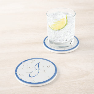 Porta-copos Azul e Cinzas Elegantes Monogramadas