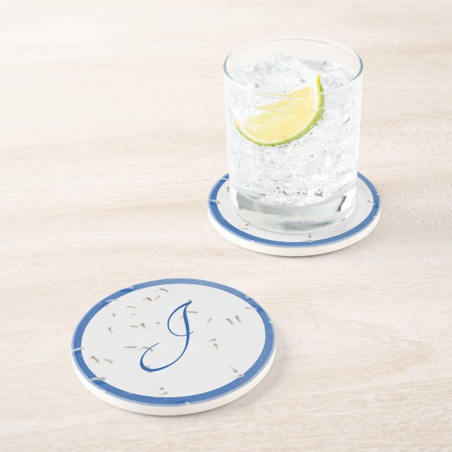 Porta-copos Azul e Cinzas Elegantes Monogramadas (Lateral)