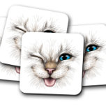 Porta copos Azul Piscar os olhos de Gato | Conjunt<br><div class="desc">Porta copos Azul Piscar os olhos de Gato | Conjunto de Portas copos de Gatos - Traga alguma personalidade para uma festa ou seu bar com nossa Coleção de Portas copos Animais. #cats,  #catcoasters,  #animalcoasters</div>