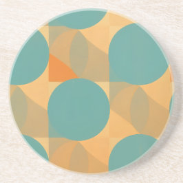 Porta-copos Azul-turquesa, Bege e Laranja em Padrão de Estilo 