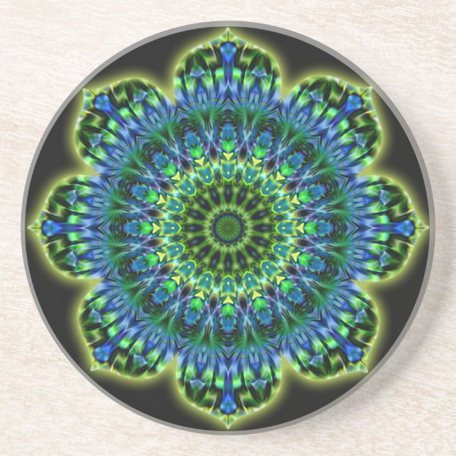 Porta-copos Azul verde Mandala | preto (Frente)