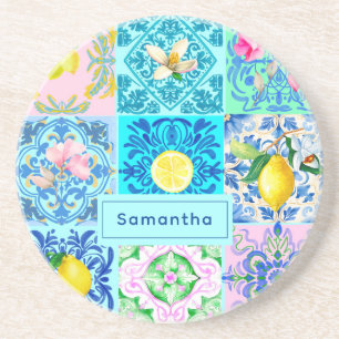 Porta-copos Azulejo Amalfi, colorido da Sicília,