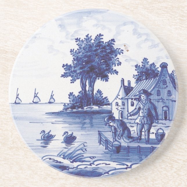 Porta-copos Azulejo azul tradicional holandês (Frente)