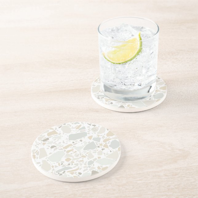 Porta-copos Azulejo Branco moderno e simples Terrazzo (Lateral)