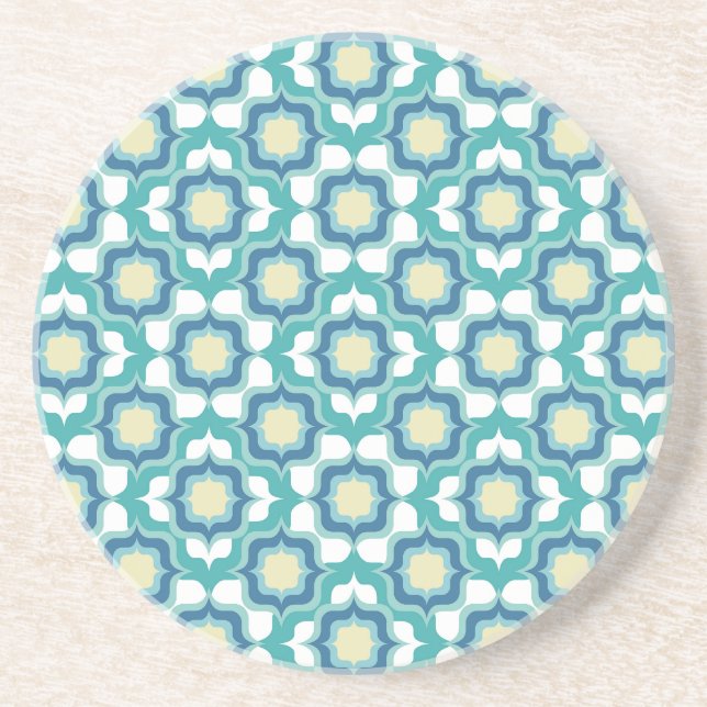Porta-copos Azulejo Mediterrâneo Retro Azul Branco (Frente)