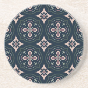 Porta-copos azulejos geométricos florais de cores terrosas