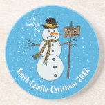 Porta-copos Bah Humbug Grumpy Christmas Snowman apresenta<br><div class="desc">Bah Humbug! Esta design engraçada é a coisa perfeita para uma celebração de janto de Natal, um presente de anfitrião ou anfitrião, ou qualquer pessoa que esteja um pouco no lado antissocial e que preferencialmente evite as grandes multidões nesta temporada de férias. Apresenta um boneco de neve vestindo um chapéu...</div>