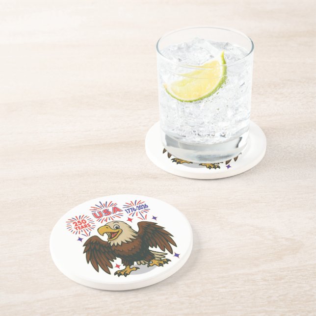 Porta-copos Bald Eagle com Fireworks - EUA 250 Anos 1776-2026 (Lateral)