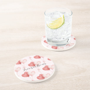 Porta-copos Balões Coração Rosa e Vermelho no Ar de Amor