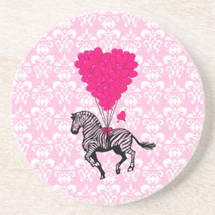 Porta-copos Balões de zebra e coração cor-de-rosa