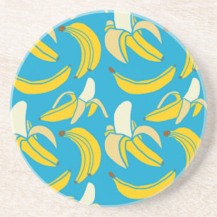 Porta-copos Bananas amarelas, padrão de fundo azul