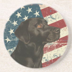 Porta-copos Bandeira Americana Grunge Cachorro Labrador Retrie