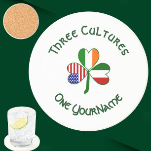 Porta-copos Bandeiras Americanas Irlandesas Italianas Trevo Br