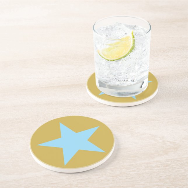 Porta-copos Bandeja de Bebida Sandstone  Gold com BlueStar (Lateral)