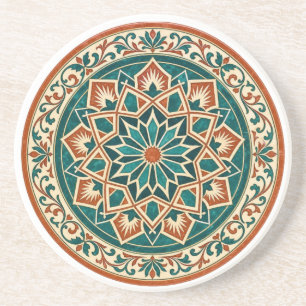 Porta-copos Bandeja de Pedra Estrela Andaluz de Terracota e Az