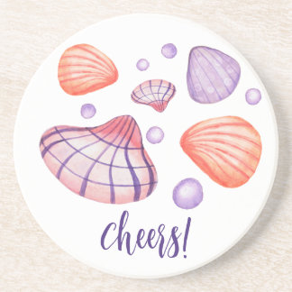 Porta-copos Bandejas Redondas de Arenito com Conchas em Aquare