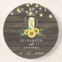 Porta-copos Barn Wood String Luzes Sunflower Casamento
