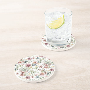 Porta-copos Bases de arenito com flores vintage