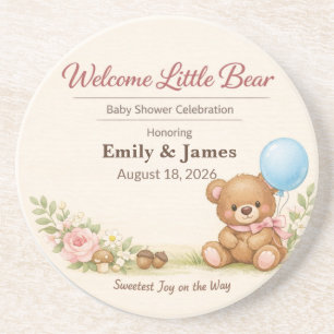Porta-copos Bases para Chá de Bebê   Urso Teddy   Pasta Flores