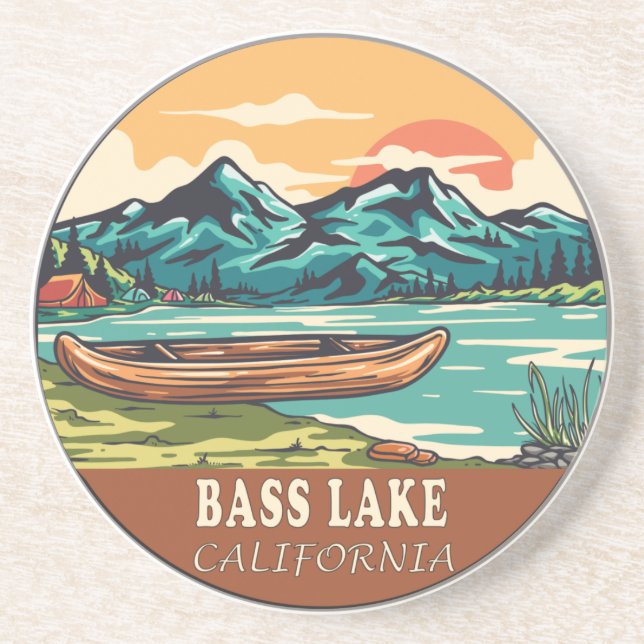 Porta-copos Bass Lake California Barco Fish Emblem (Frente)