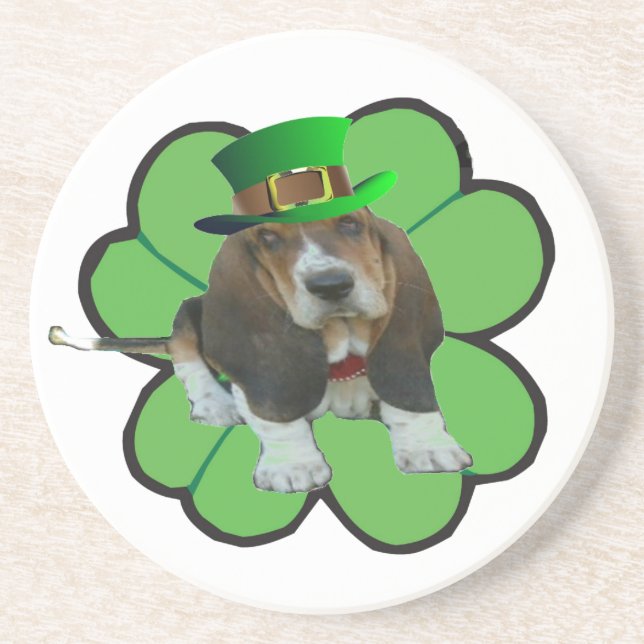 Porta copos Basset Hound Happy Rua. Capa do Dia de (Frente)