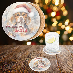 Porta-copos Beagle Esperando Papais noeis Aquarela Natal