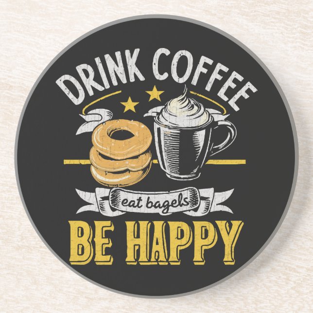 Porta-copos Beber Café Comer Bagels Ser Feliz (Frente)