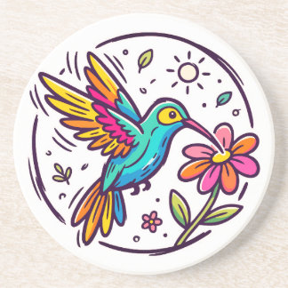 Porta-copos Beija-flor de desenho animado vibrante