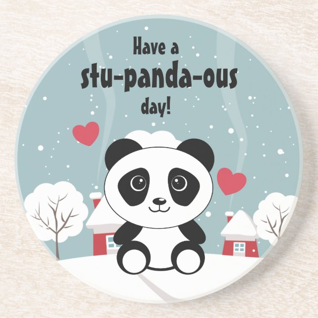Porta-copos Bela Panda De Bebê Em Cinza De Inverno (Frente)