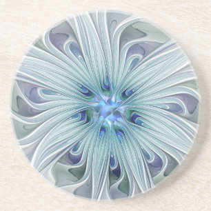 Porta-copos Beleza Floral Abstrato Moderno Flor Azul Pastel