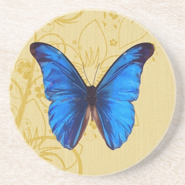 Porta-copos Belo Blue Butterfly Vintage art (Frente)