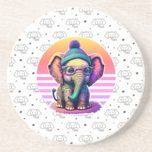 Porta-copos Belo Elefante para Bebê com Óculos e Beanie