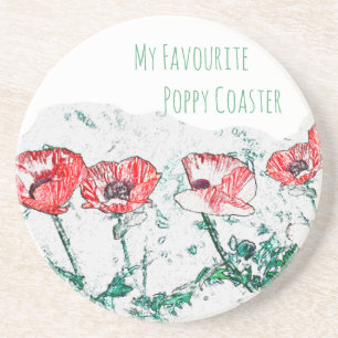 Porta-copos Belo Flor Vermelho Flores Poppies Sketch