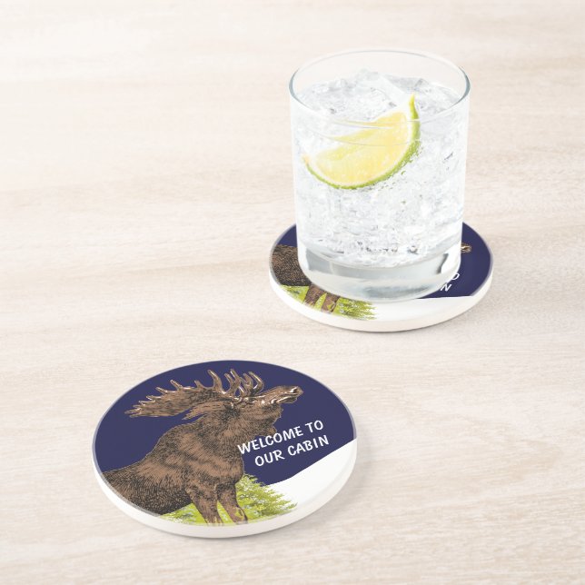 Porta-copos Bem-vindos às nossas Portas copos de alce (Lateral)