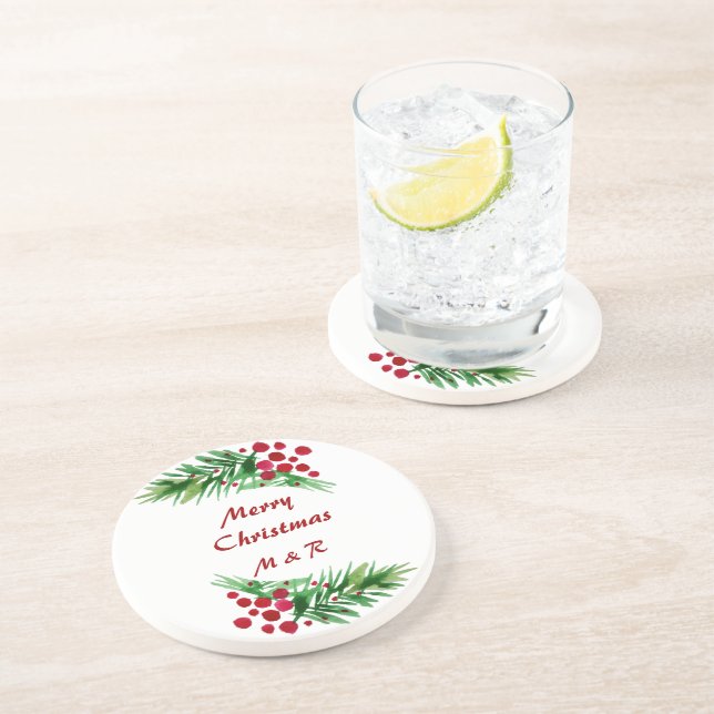 Porta-copos Berries Vermelhos Em Sucursais De Pinheiro Verde (Lateral)