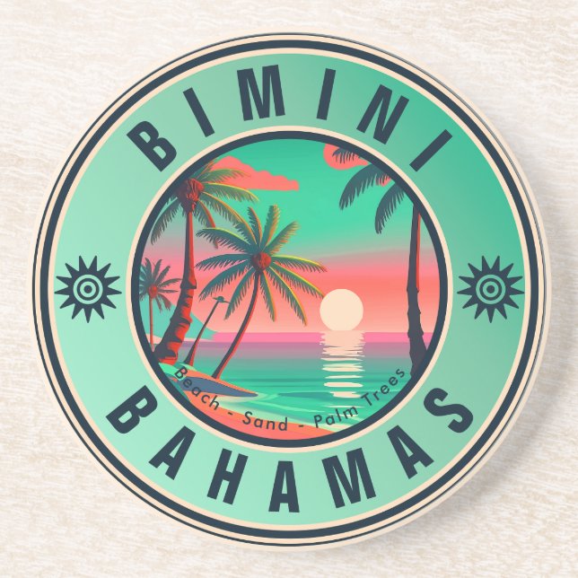 Porta-copos Bimini Bahamas Retro Sunset Viagem Souvenir 1950 (Frente)