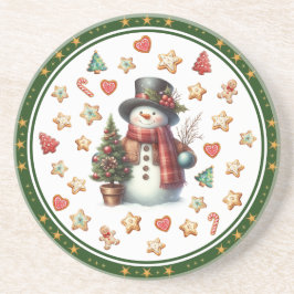 Porta-copos Biscoitos de Natal e Boneco de Neve em Suporte de 