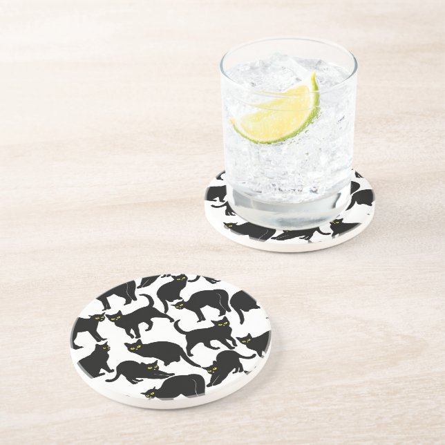 Porta-copos Black Cats on White (Lateral)