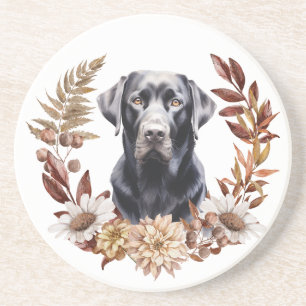 Porta-copos Black Labrador Retriever Autumn Wreath