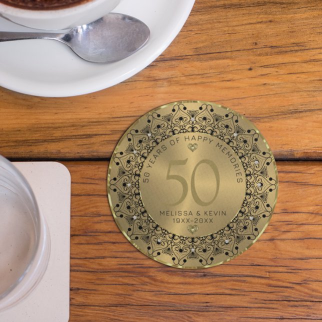 Porta-copos Black Mandala No Dourado 50º Aniversário De Casame (Criador carregado)