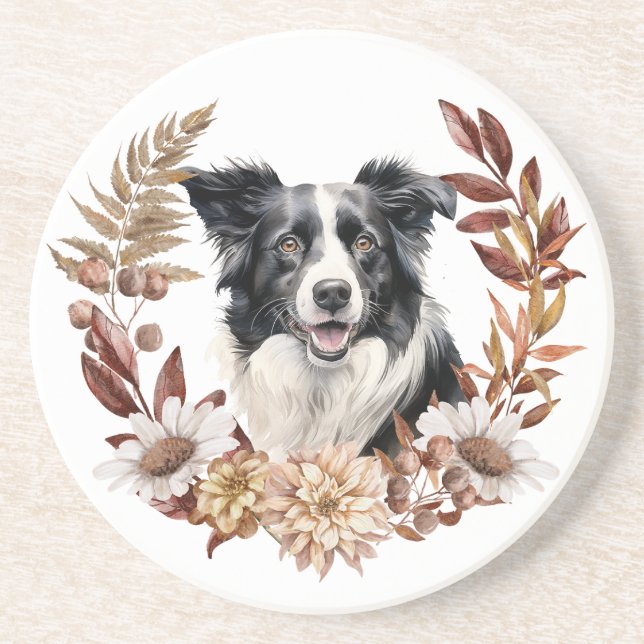 Porta-copos Black White Border Collie Dog Autath (Frente)